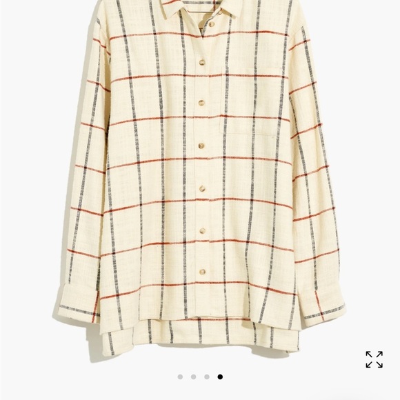 Madewell Cream and Red Button Down Shirt 3XL - Picture 2 of 6